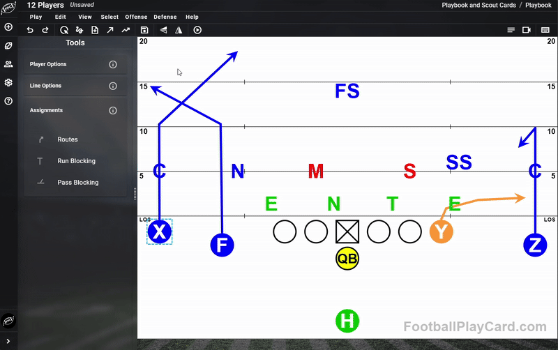 Football Play Card - 12 Players