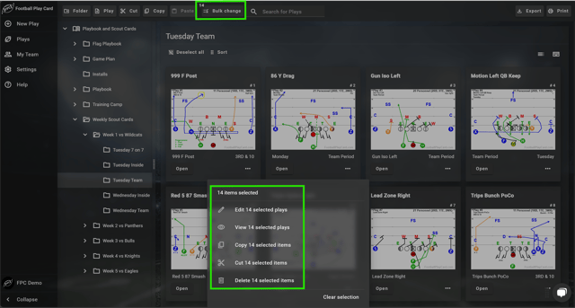 Football Play Card - Bulk Actions