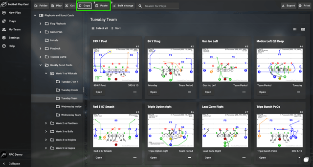 Football Play Card - Copy Paste Plays