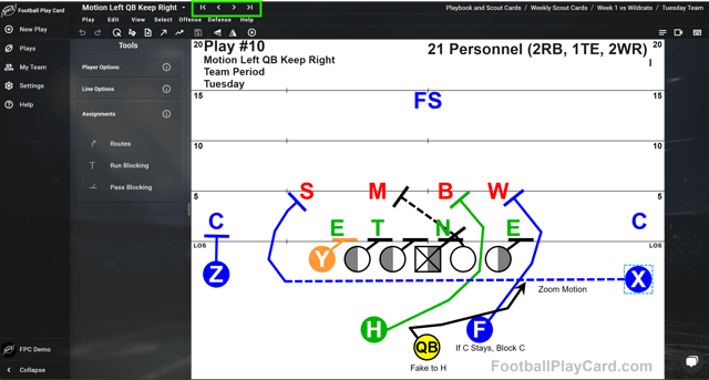 Football Play Card - Play Navigation