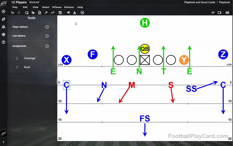 FootballPlayCard - 12 Player Defense