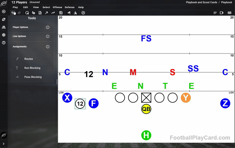 Canadian 12 Man Football - Football Play Card