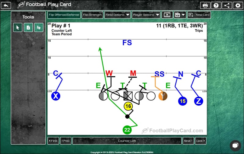 Football Play Card - Counter Left