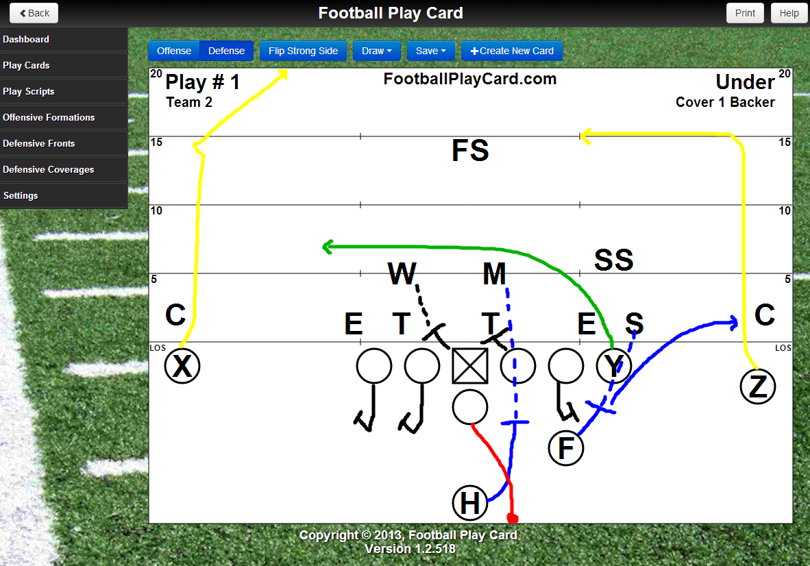 Football Play Card With Drawing