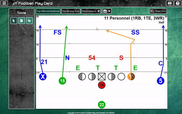 Football Play Card Edit Draw Player Routes Blocks Coverages Rush Actions