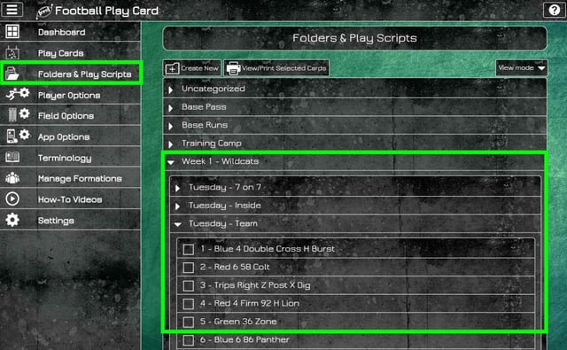 Football Play Card - Folders and Play Scripts