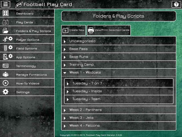 Football Play Card - Play Scripts