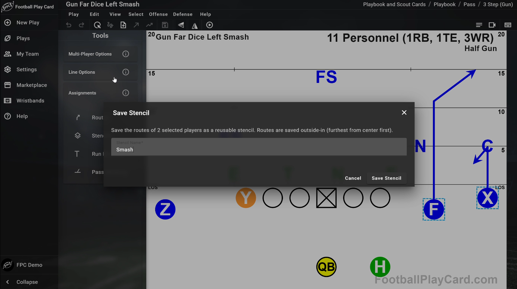 Football Play Card Reusable Route, Block, and Blitz Stencils